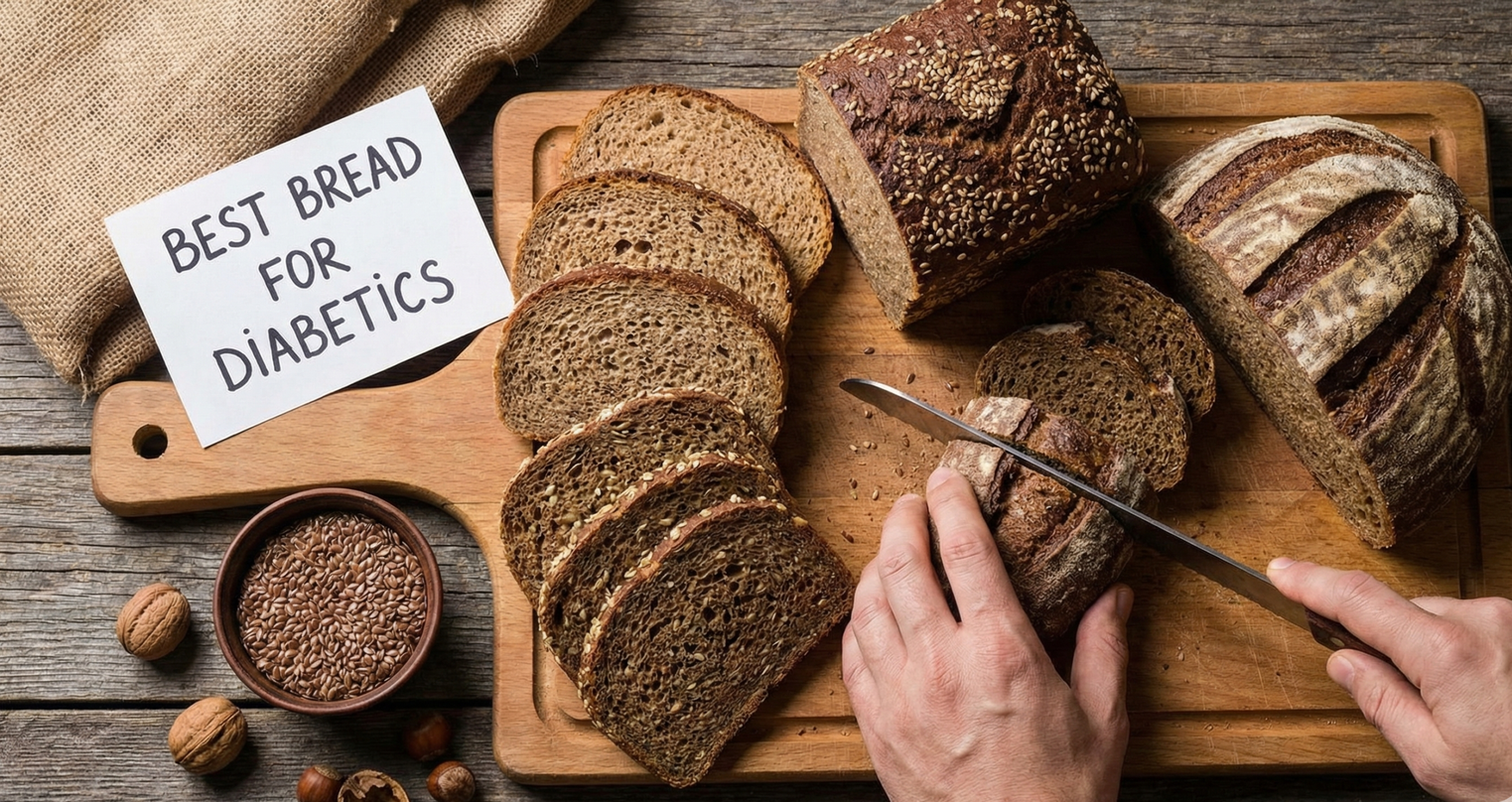 Assortment of healthy whole grain, sprouted, and sourdough breads